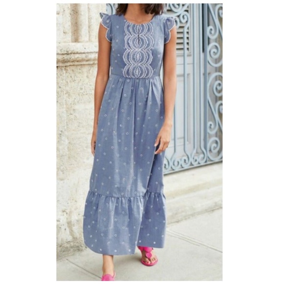Boden Blue Chambray Lucinda Eyelet Maxi Dress - Picture 1 of 11